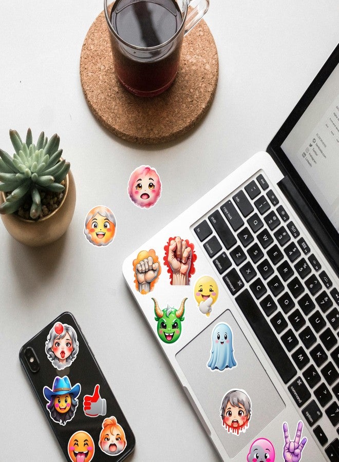 EXO DECOR ملصقات إيموجي مضحكة - 120 قطعة من ملصقات الميم لأجهزة الكمبيوتر المحمولة، والقيثارات، والهواتف، والأجهزة اللوحية، وألواح التزلج، والدراجات الهوائية، والدراجات النارية، والخوذات - مقاومة للماء_1189 C - Image 2